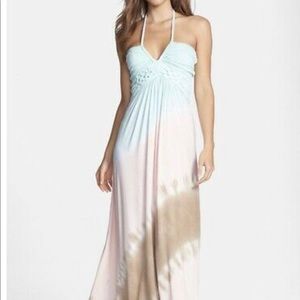 SKY Blue Tie Dye Halter Maxi Dress Sz S
